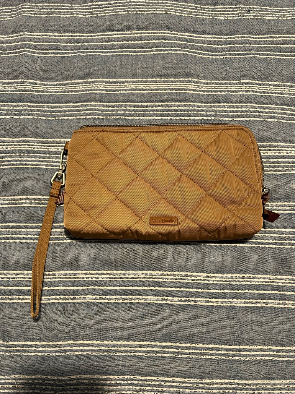 Vera Bradley Quilted Wristlet in Camel Tan